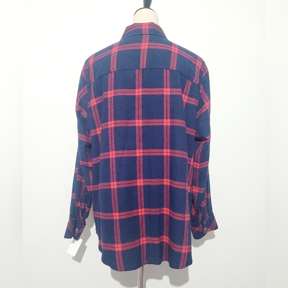 NEW FOXTROT Women's Plaid Flannel Button Up Shirt Size 14 relaxed Fit - Picture 4 of 11